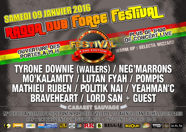 Cabaret Sauvage Ragga Dub Force festival 9/01/2016