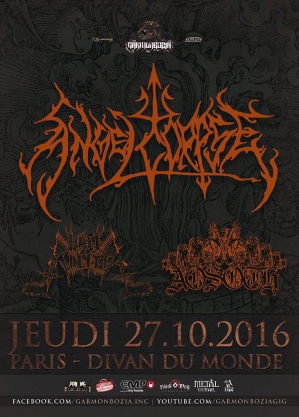 angel corpse, aosoth, hell militia, concert, paris