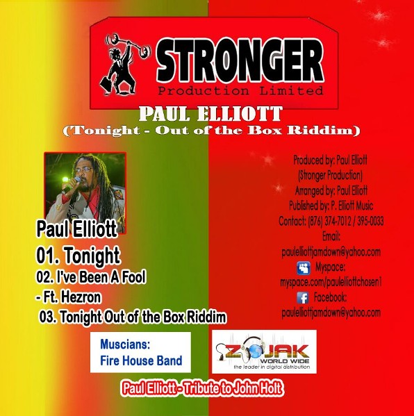 Paul elliot, single 2016, reggae 2016, tonight, john holt