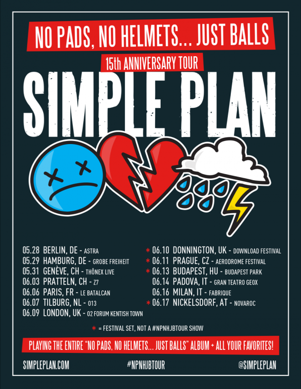 simple plan, pop punk, concert, tournée, no pads no helmets just balls