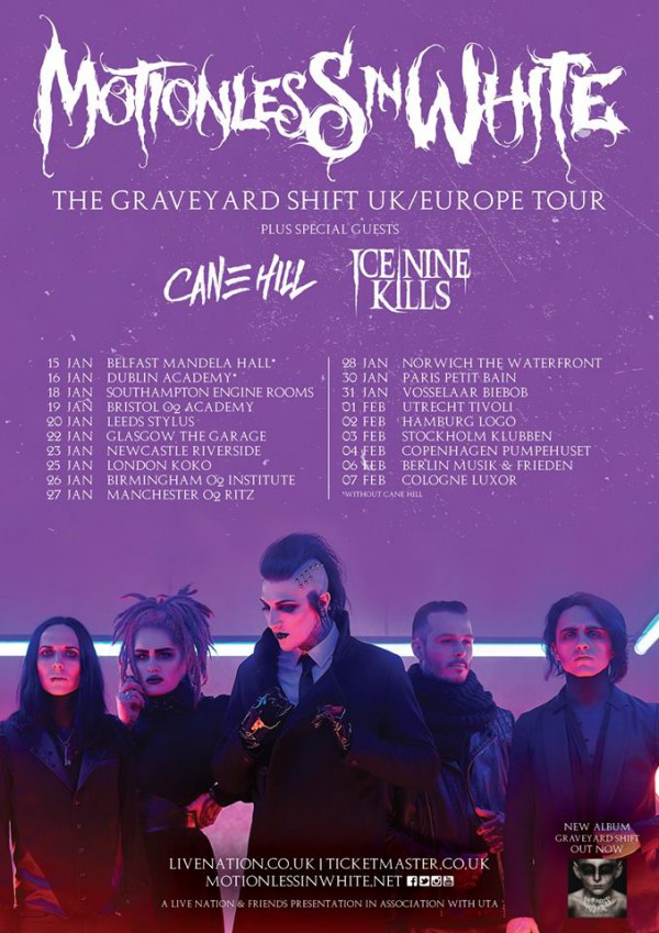 motionless in white, cane hill, ice nine kills, paris, concert, france