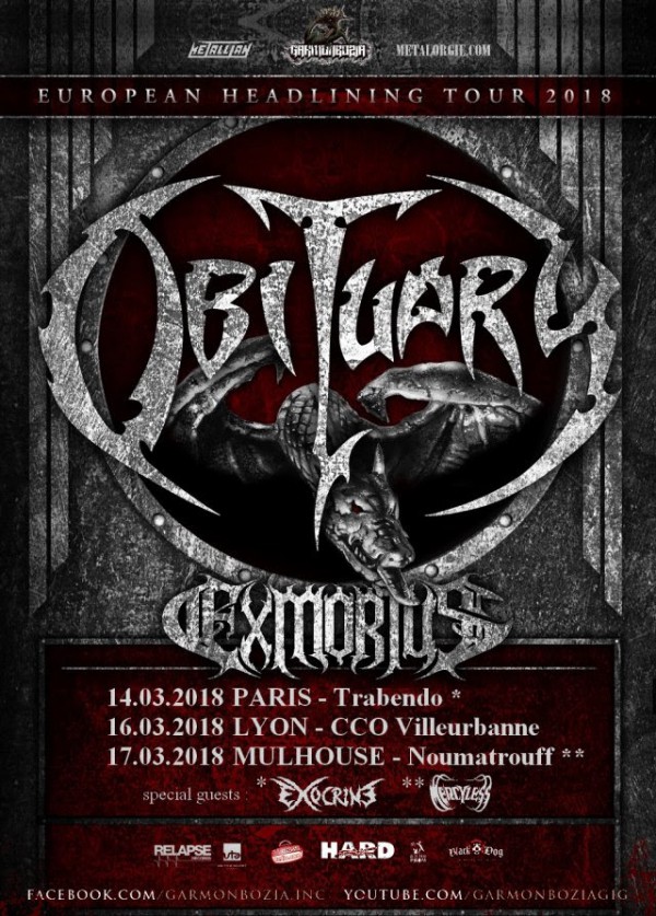 Obituary, garmonbozia, metal, death, paris, live