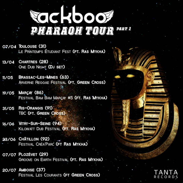 ackboo, pharaoh, tournée