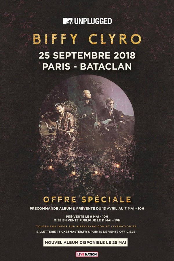 biffy clyro, concert, mtv, unplugged, acoustique, paris, 2018