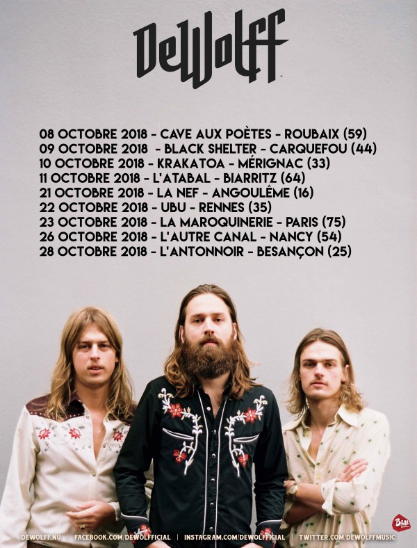 DeWolff, tournée, france, concerts, rock