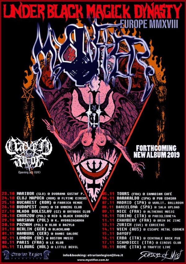 mystifier, tournée 2018, black metal, brésil