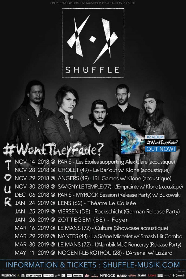 shuffle, wonttheyfade, metal alternatif, tournée 2019
