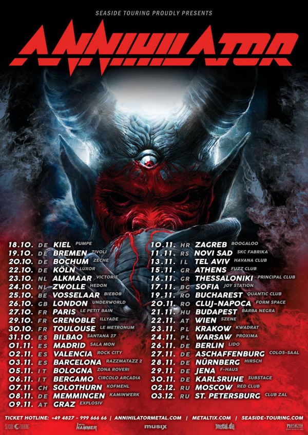 annihilator, tournée 2019, thrash, jeff waters, for the demented