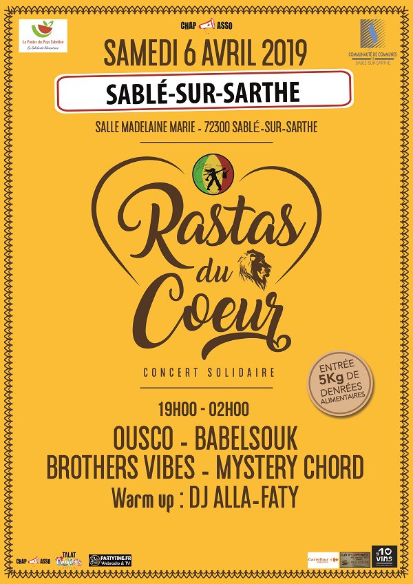 Affiche - soirée des Rastas Du Coeur, le 6 avril