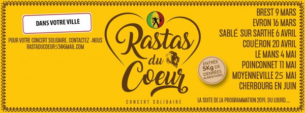Rastas du Coeur - programme mars - avril - mai - juin des concerts