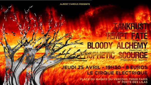Bloody Alchemy, cirque electrique, death metal, thrash metal, 2019, ankrust, tempt fate