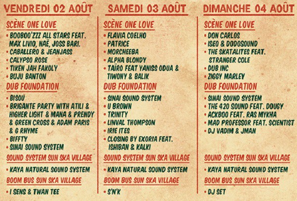 Reggae Sun Ska, la programmation jour par jour