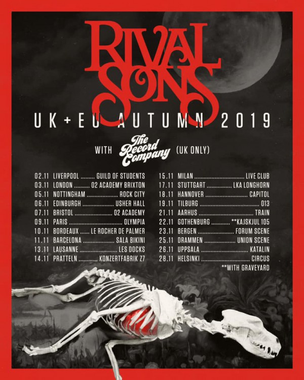 Rival sons, warner, rock, blues rock, 2019, tournée, paris, olympia, bordeaux
