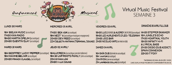 Line up semaine 3 - Confinement Musical