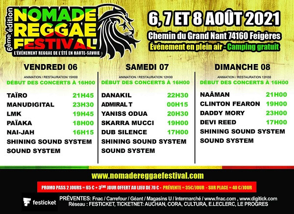 nomade reggae festival, programmation, 2021